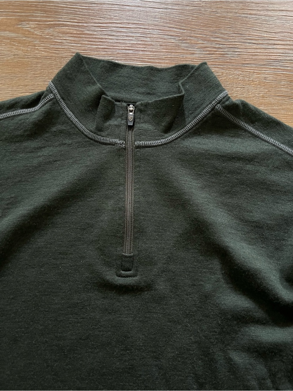 KÜHL 100% Merino Wool Quarter Zip Base Layer | Forest Green | Large - Picture 4 of 15